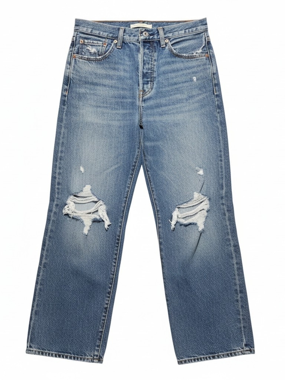 Levis Womens High-Rise Distressed Wide-Leg Jeans - Light Blue / 28x27 / NWOT